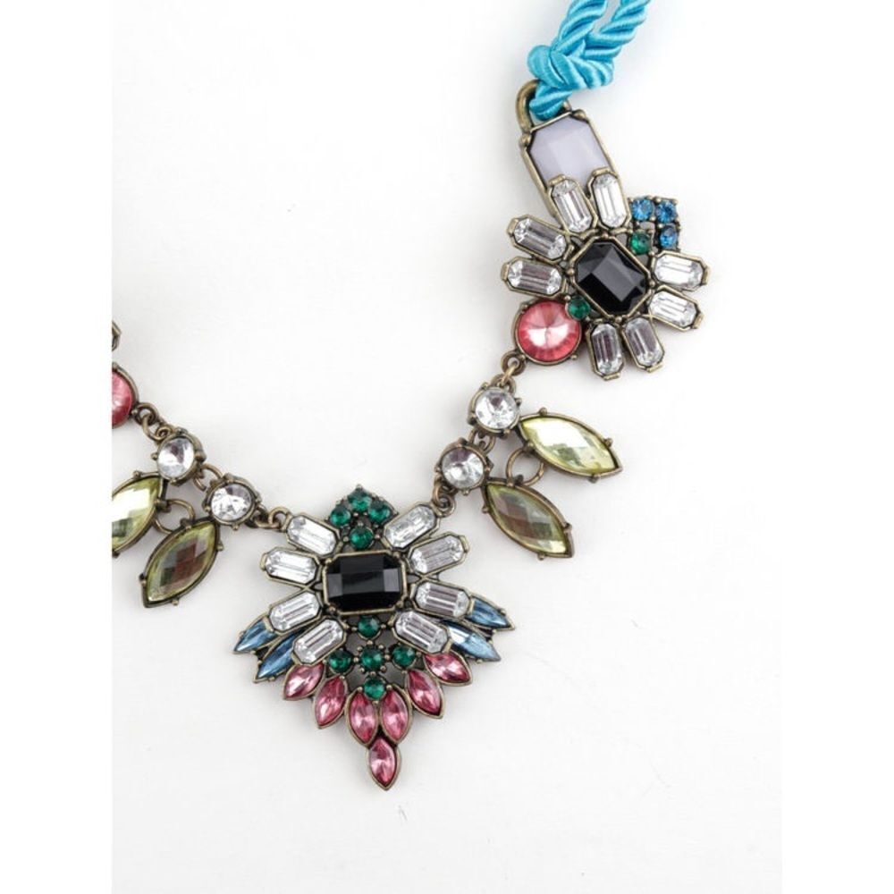 H&M Rhinestone Blue Multicolour Rhinestone Studded Rope Necklace Spring - Picture 11 of 13